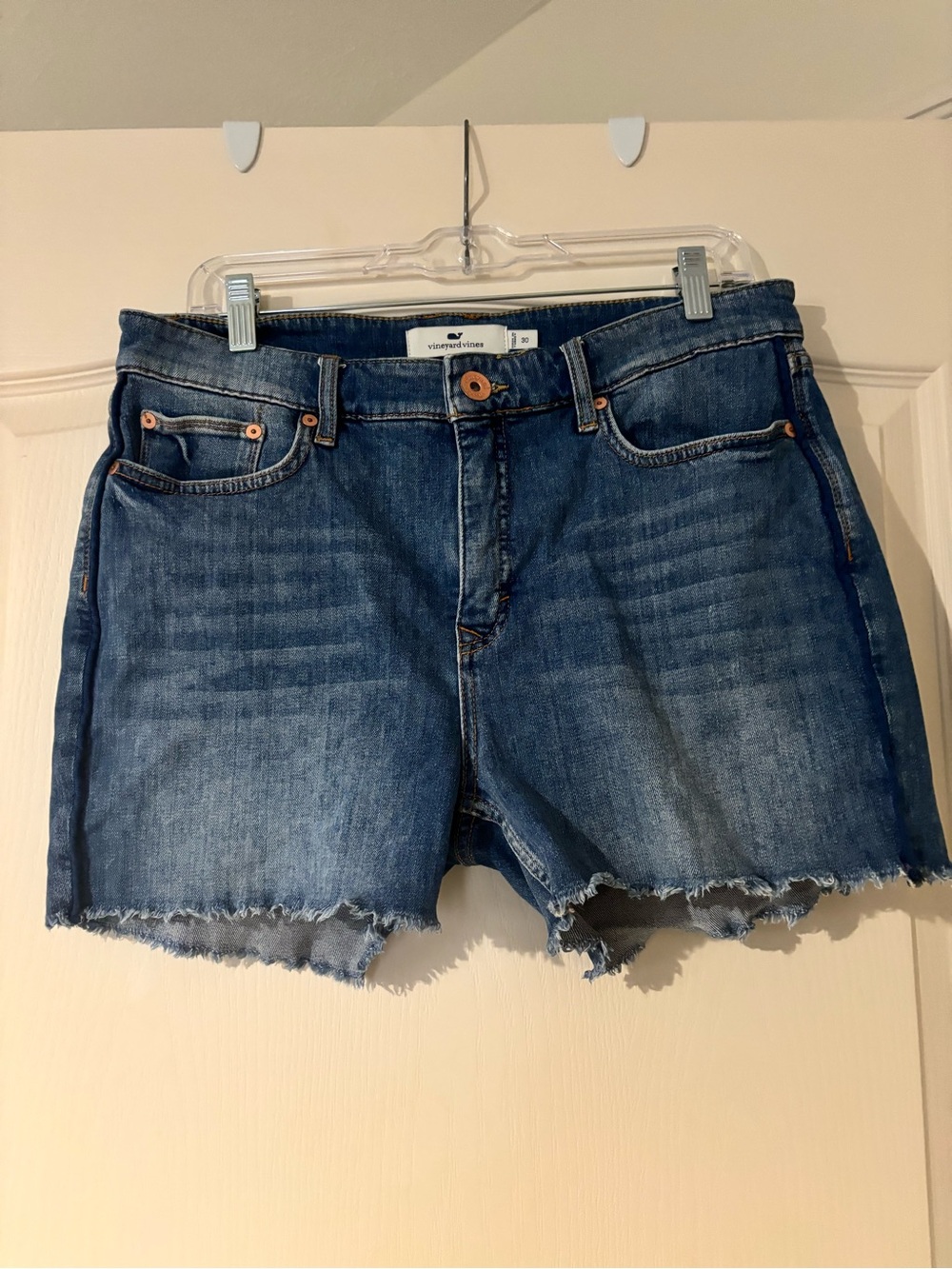 Vineyard Vines Medium Blue Denim Frayed Hem Shorts